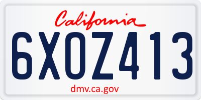 CA license plate 6XOZ413