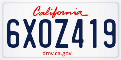 CA license plate 6XOZ419