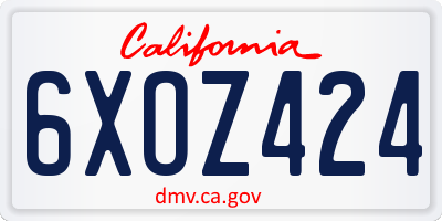 CA license plate 6XOZ424