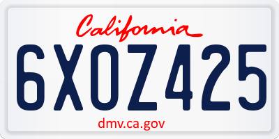 CA license plate 6XOZ425