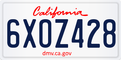 CA license plate 6XOZ428