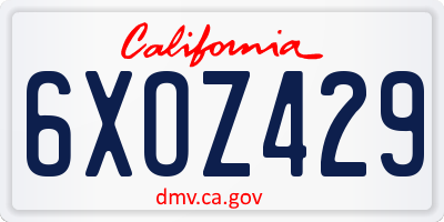 CA license plate 6XOZ429