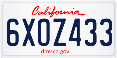 CA license plate 6XOZ433