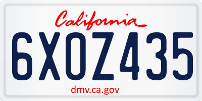 CA license plate 6XOZ435