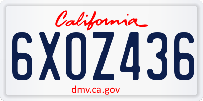CA license plate 6XOZ436