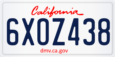 CA license plate 6XOZ438