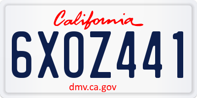 CA license plate 6XOZ441