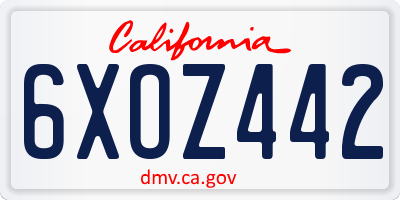 CA license plate 6XOZ442