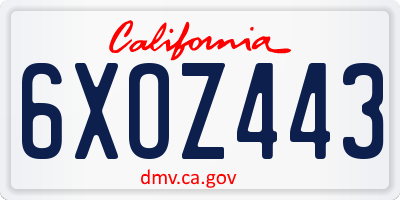CA license plate 6XOZ443
