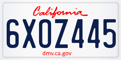 CA license plate 6XOZ445