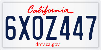 CA license plate 6XOZ447