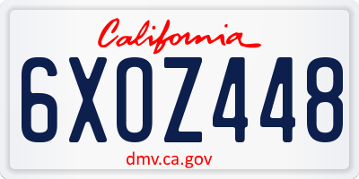 CA license plate 6XOZ448