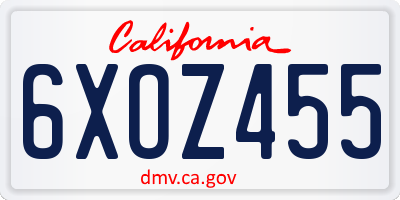 CA license plate 6XOZ455
