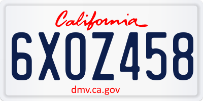 CA license plate 6XOZ458