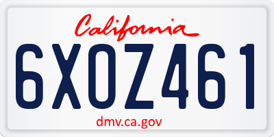 CA license plate 6XOZ461