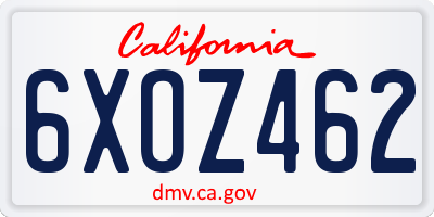 CA license plate 6XOZ462