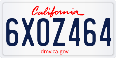 CA license plate 6XOZ464