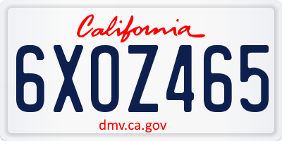 CA license plate 6XOZ465