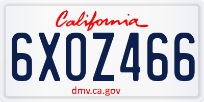 CA license plate 6XOZ466