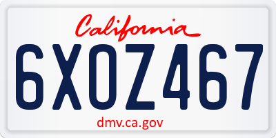 CA license plate 6XOZ467