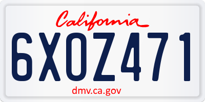 CA license plate 6XOZ471