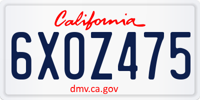 CA license plate 6XOZ475