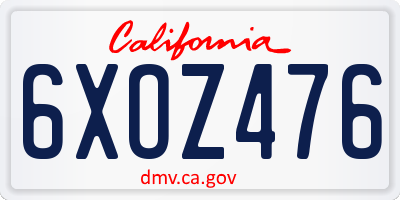 CA license plate 6XOZ476