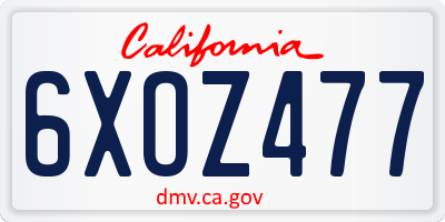 CA license plate 6XOZ477