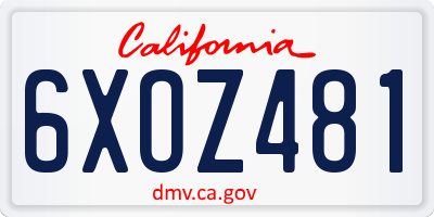 CA license plate 6XOZ481