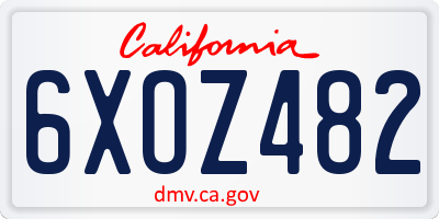 CA license plate 6XOZ482
