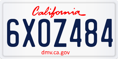 CA license plate 6XOZ484