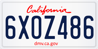 CA license plate 6XOZ486