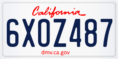 CA license plate 6XOZ487