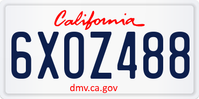 CA license plate 6XOZ488