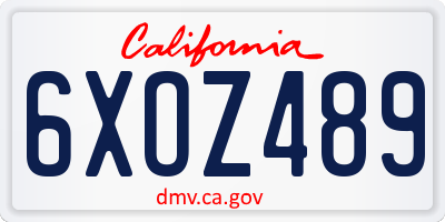 CA license plate 6XOZ489