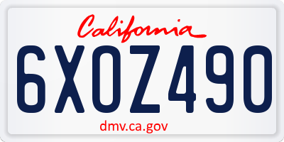 CA license plate 6XOZ490