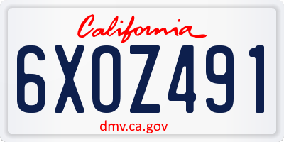 CA license plate 6XOZ491