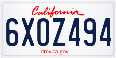 CA license plate 6XOZ494