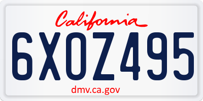 CA license plate 6XOZ495