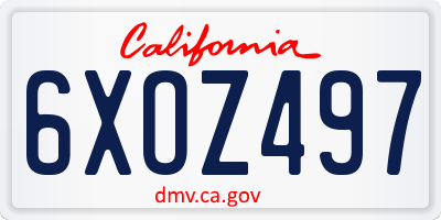 CA license plate 6XOZ497