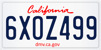 CA license plate 6XOZ499