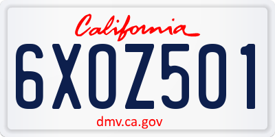 CA license plate 6XOZ501