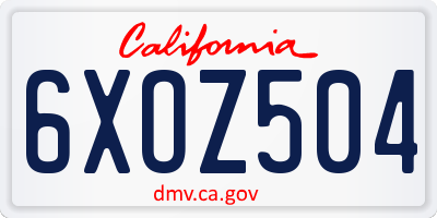 CA license plate 6XOZ504