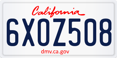 CA license plate 6XOZ508
