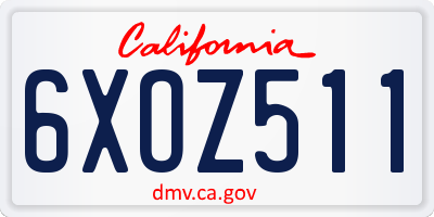 CA license plate 6XOZ511