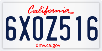 CA license plate 6XOZ516