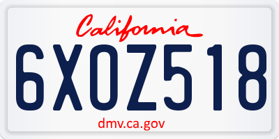 CA license plate 6XOZ518