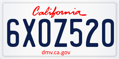 CA license plate 6XOZ520