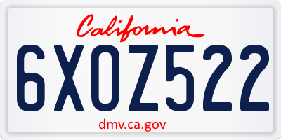 CA license plate 6XOZ522