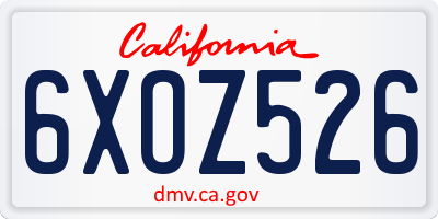 CA license plate 6XOZ526